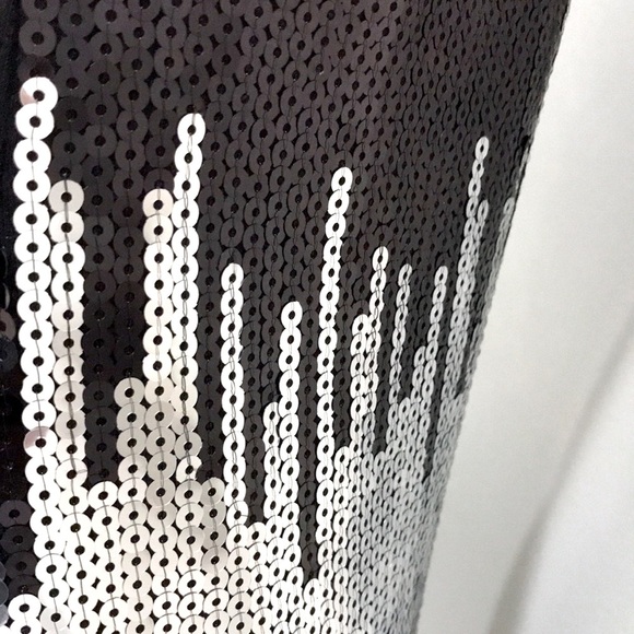 Pink Collection Black & Silver Sleeveless Stretch Sequin Mini Dress Size Small - Picture 3 of 6